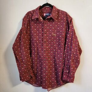 Vintage Chaps Ralph Lauren Mens XL Horn Print Button Up‎ Long Sleeve Shirt